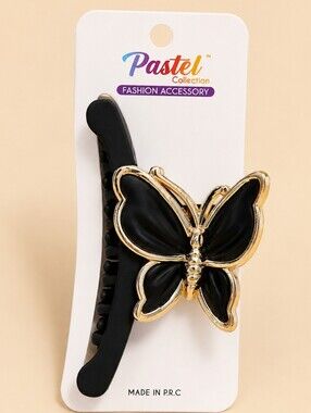 Pastel Collection womens hair claw clip Butterfly Fairy Matte Black